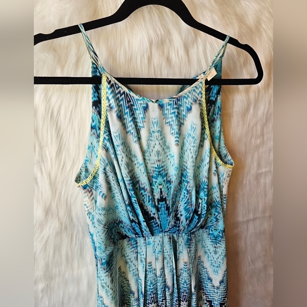 Kenzie *Rare* Aqua Geometric Chevron Maxi Dress - Picture 2 of 9